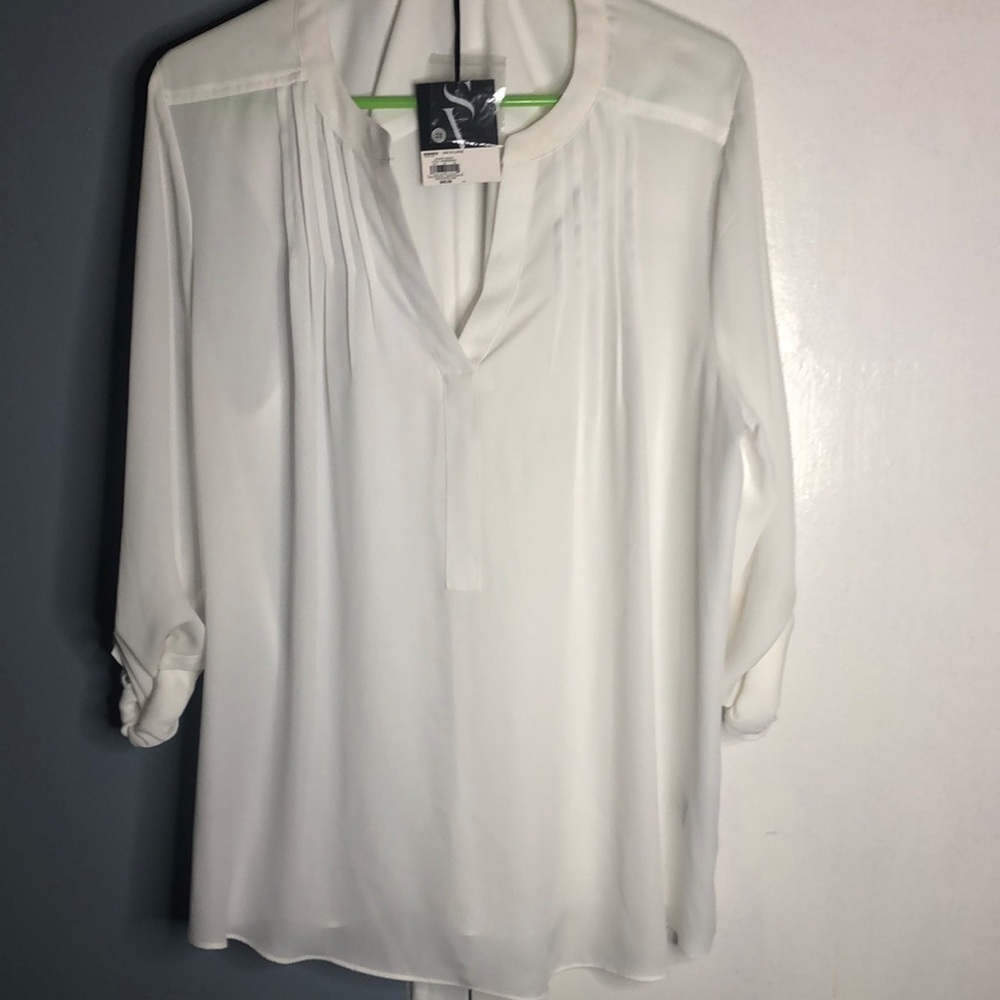 Pintuck Roll Tab Blouse